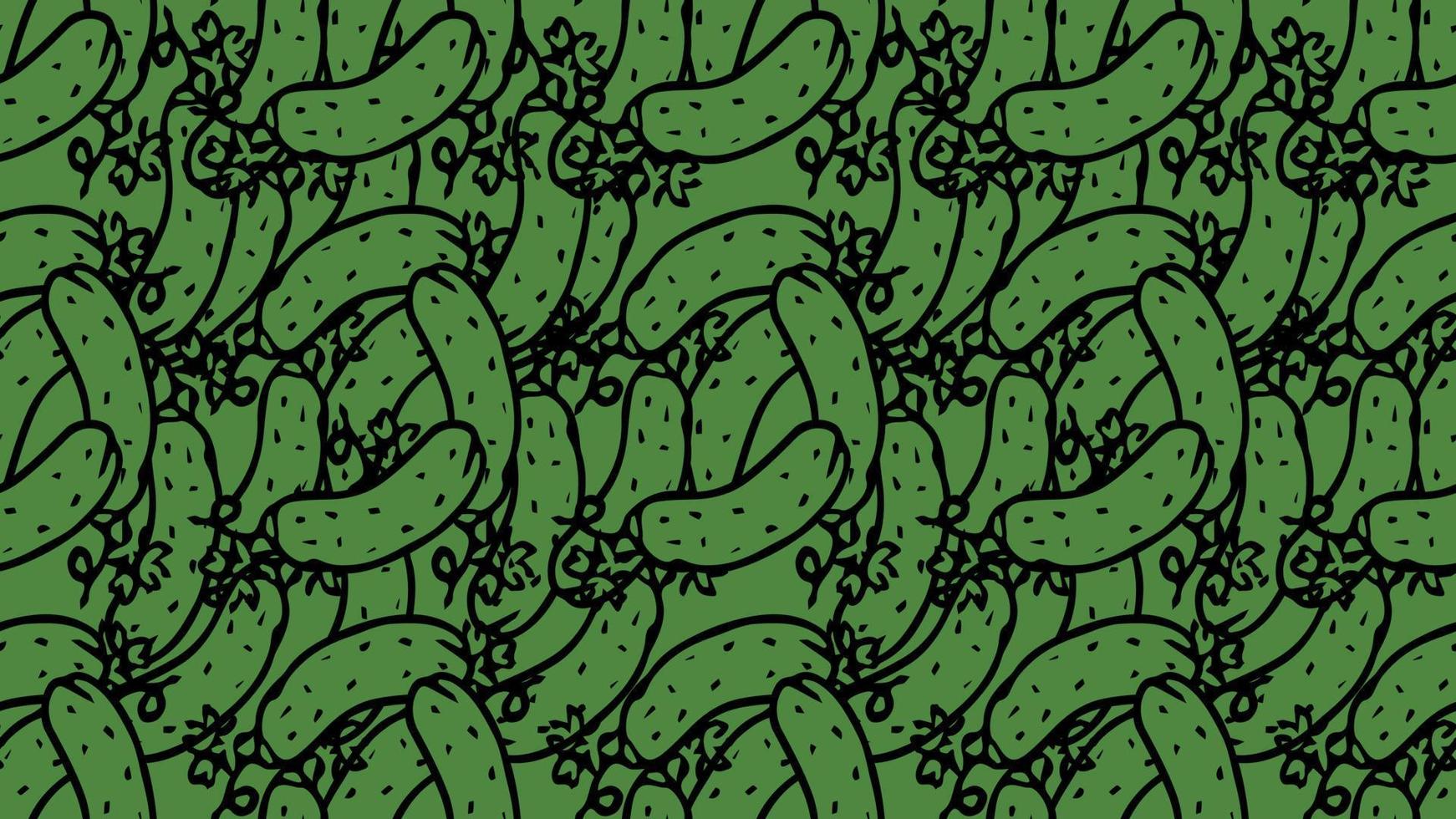 Horizontal seamless cucumber pattern. Colored cucumber background. Doodle vector illustration with cucumber