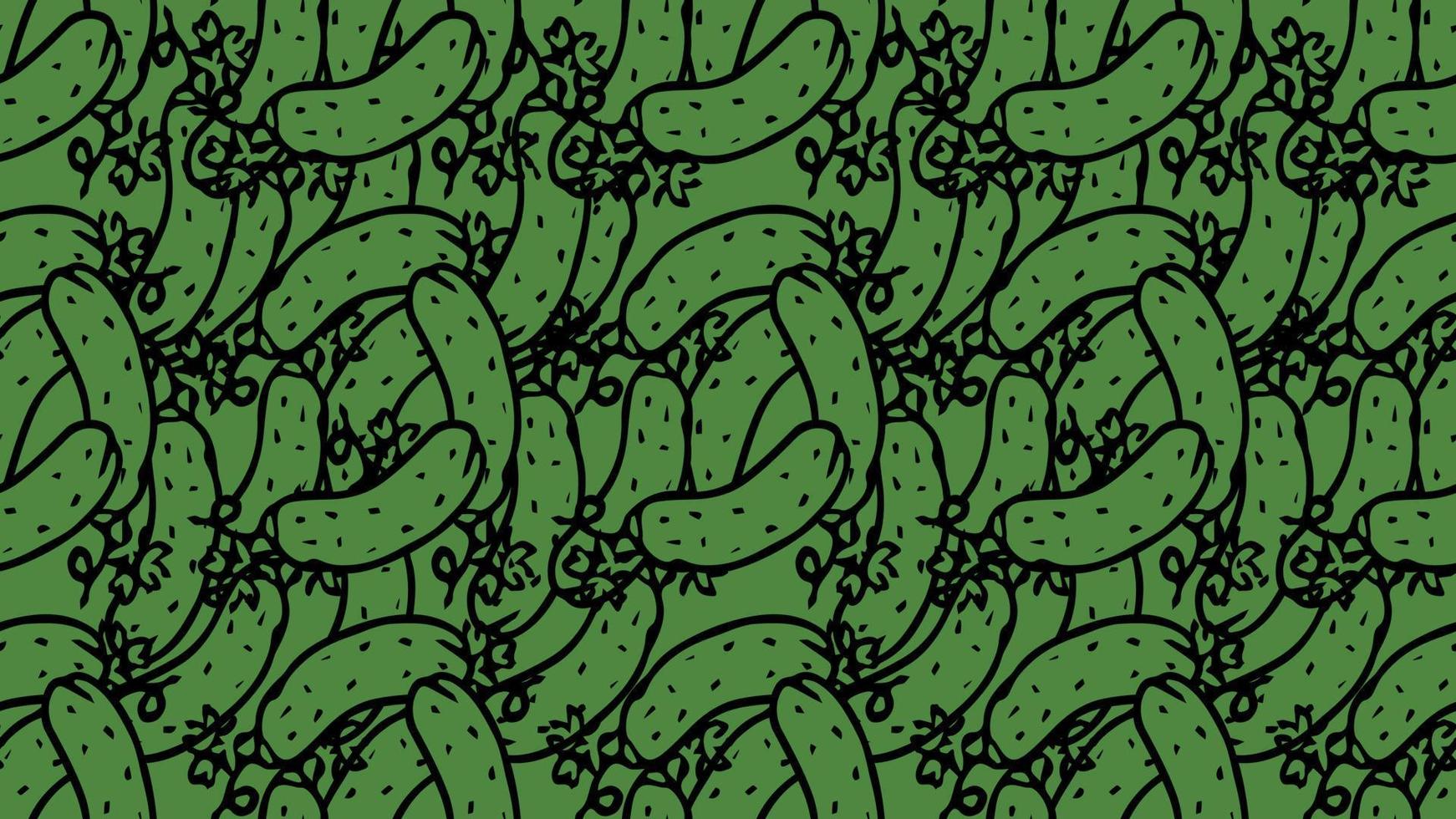 Horizontal seamless cucumber pattern. Colored cucumber background. Doodle vector illustration with cucumber