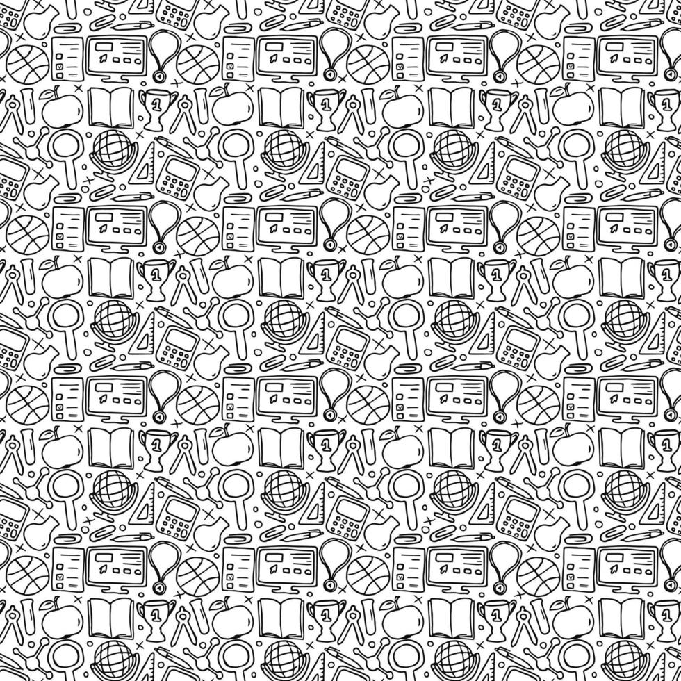 School pattern. Back to school. Doodle school background. Seamless school vector illustration
