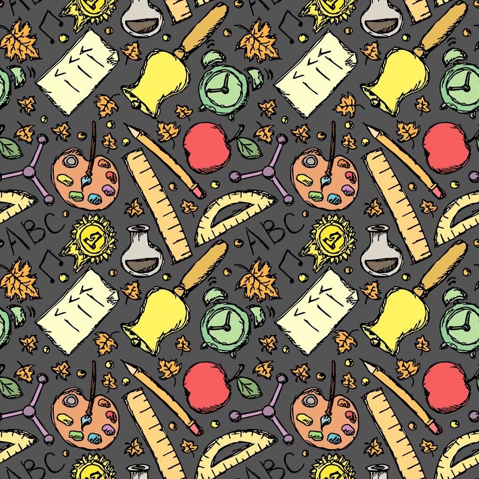 School pattern. Back to school. Doodle school background. Seamless school vector illustration