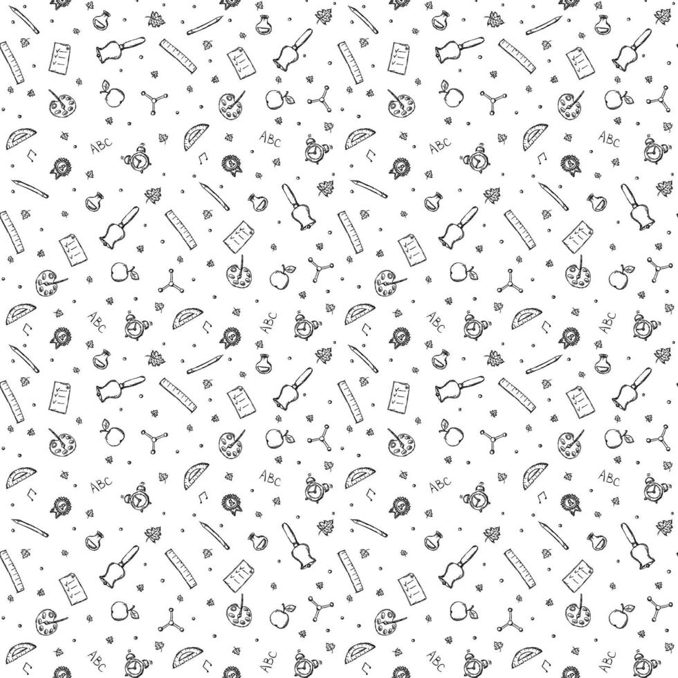 School pattern. Back to school. Doodle school background. Seamless school vector illustration