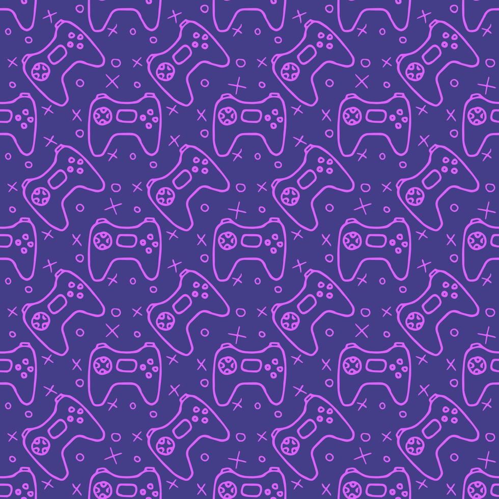 Pattern with gamepad icons. Seamless gaming pattern. vector