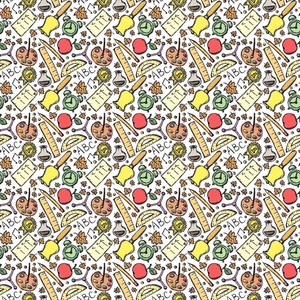 School pattern. Back to school. Doodle school background. Seamless school vector illustration