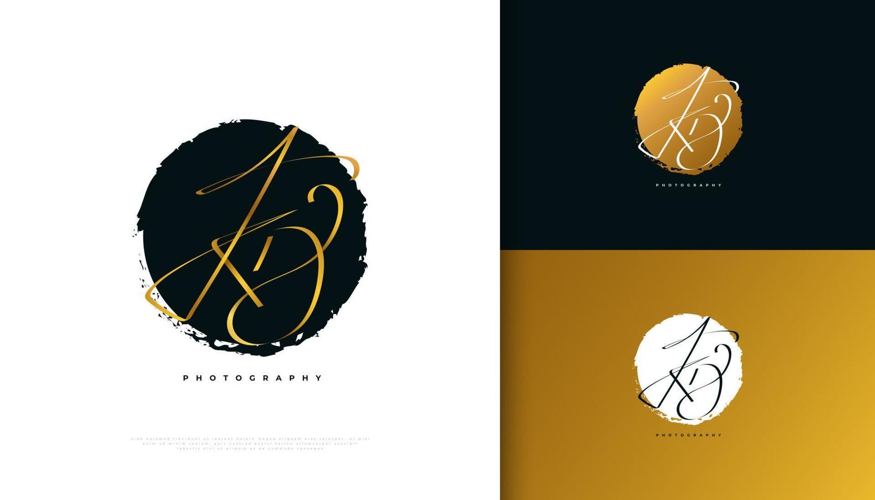 KD Initial Signature Logo Design with Elegant and Minimalist Gold Handwriting Style. Initial K and D Logo Design for Wedding, Fashion, Jewelry, Boutique and Business Brand Identity vector