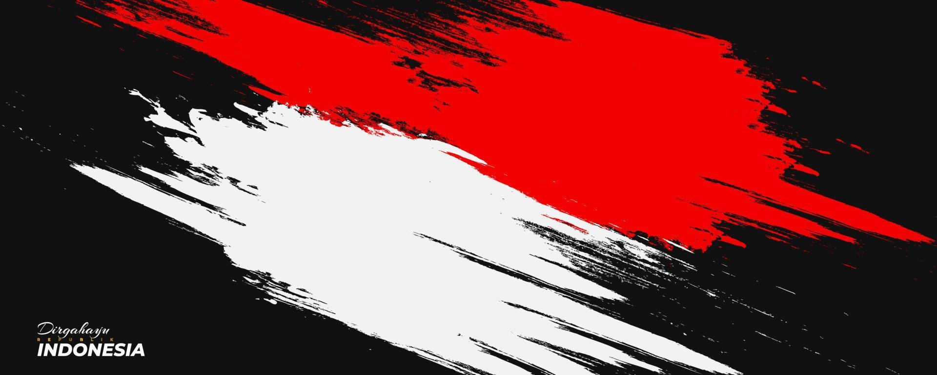 bandera de indonesia con concepto de pincel. feliz día de la independencia de indonesia. bandera de indonesia en estilo grunge vector