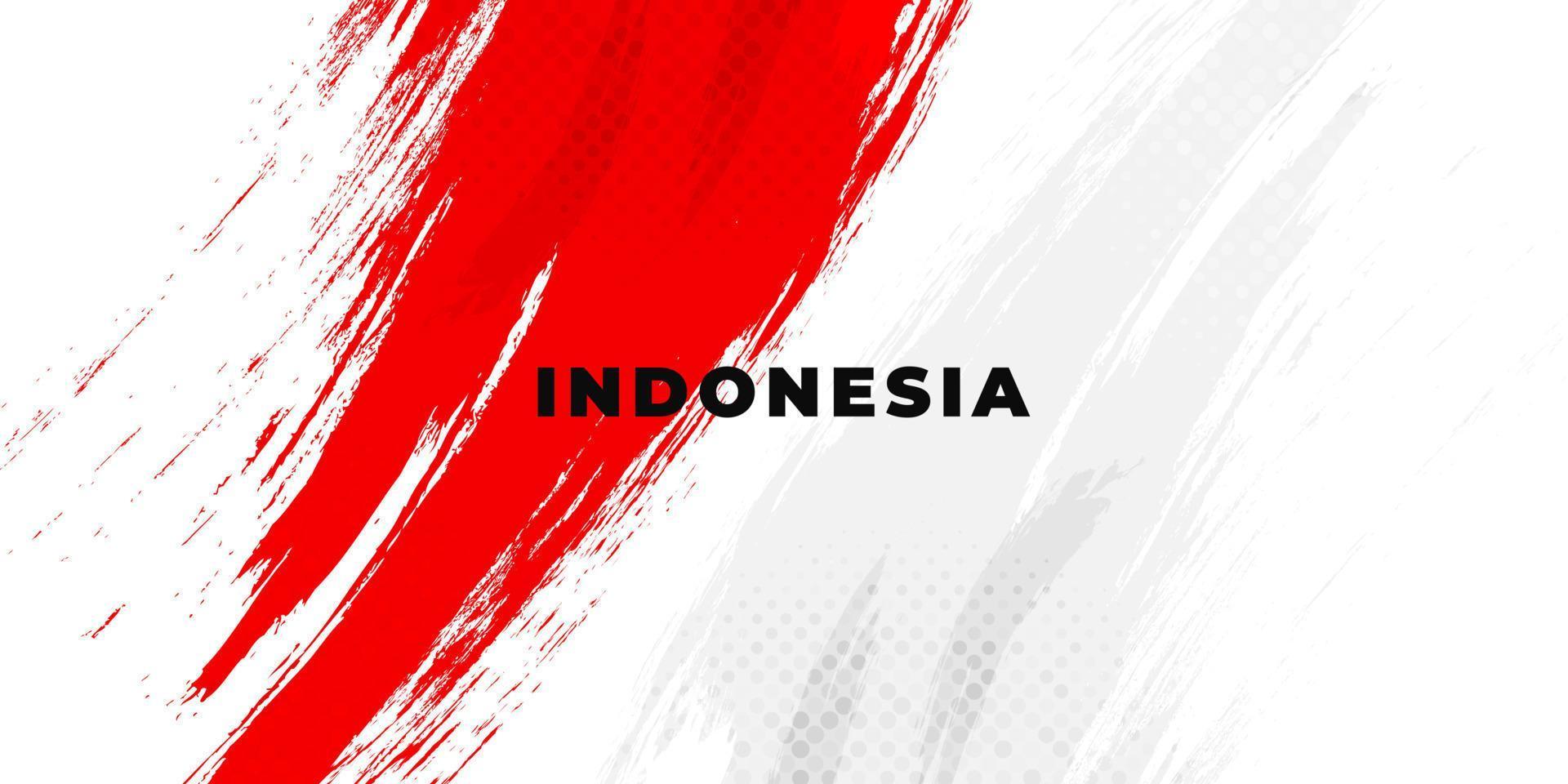 bandera de indonesia con concepto de pincel. feliz día de la independencia de indonesia. bandera de indonesia en estilo grunge vector