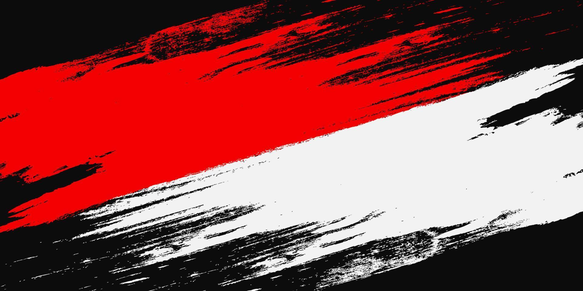 Indonesia Flag with Brush Concept. Happy Indonesian Independence Day. Flag of Indonesia in Grunge Style vector