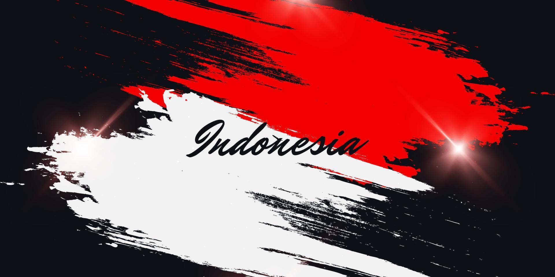 bandera de indonesia con concepto de pincel. feliz día de la independencia de indonesia. bandera de indonesia en estilo grunge vector