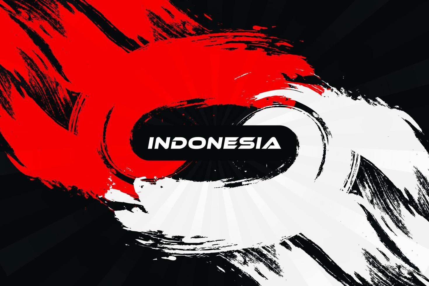 bandera de indonesia con concepto de pincel. feliz día de la independencia de indonesia. bandera de indonesia en estilo grunge vector