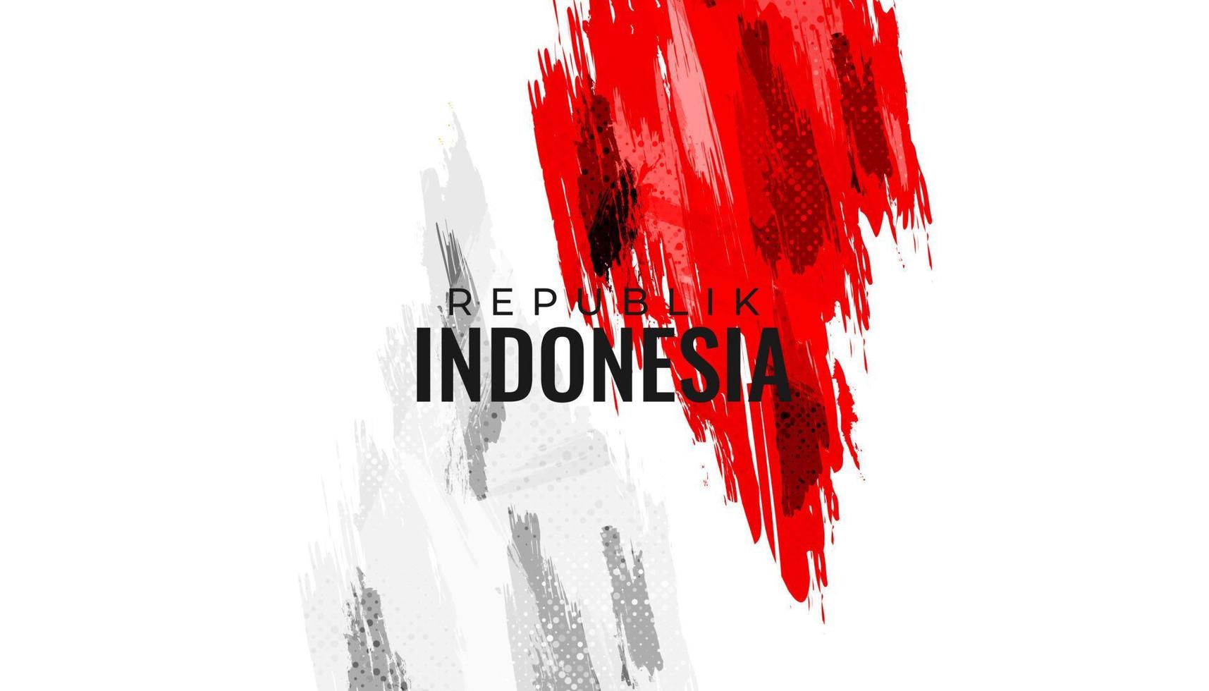 Indonesia Flag with Brush Concept. Happy Indonesian Independence Day. Flag of Indonesia in Grunge Style vector