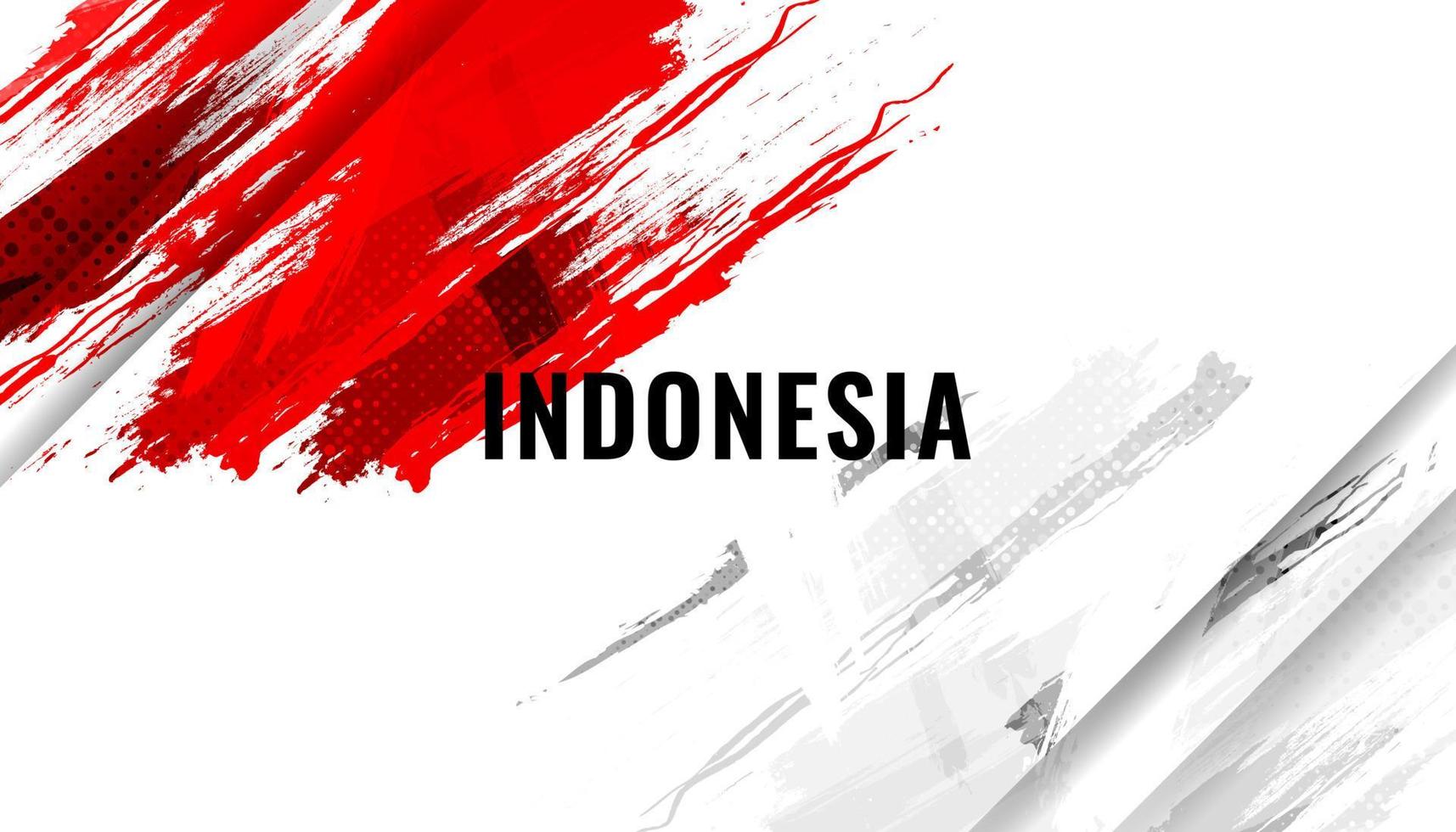 Indonesia Flag with Brush Concept. Happy Indonesian Independence Day. Flag of Indonesia in Grunge Style vector