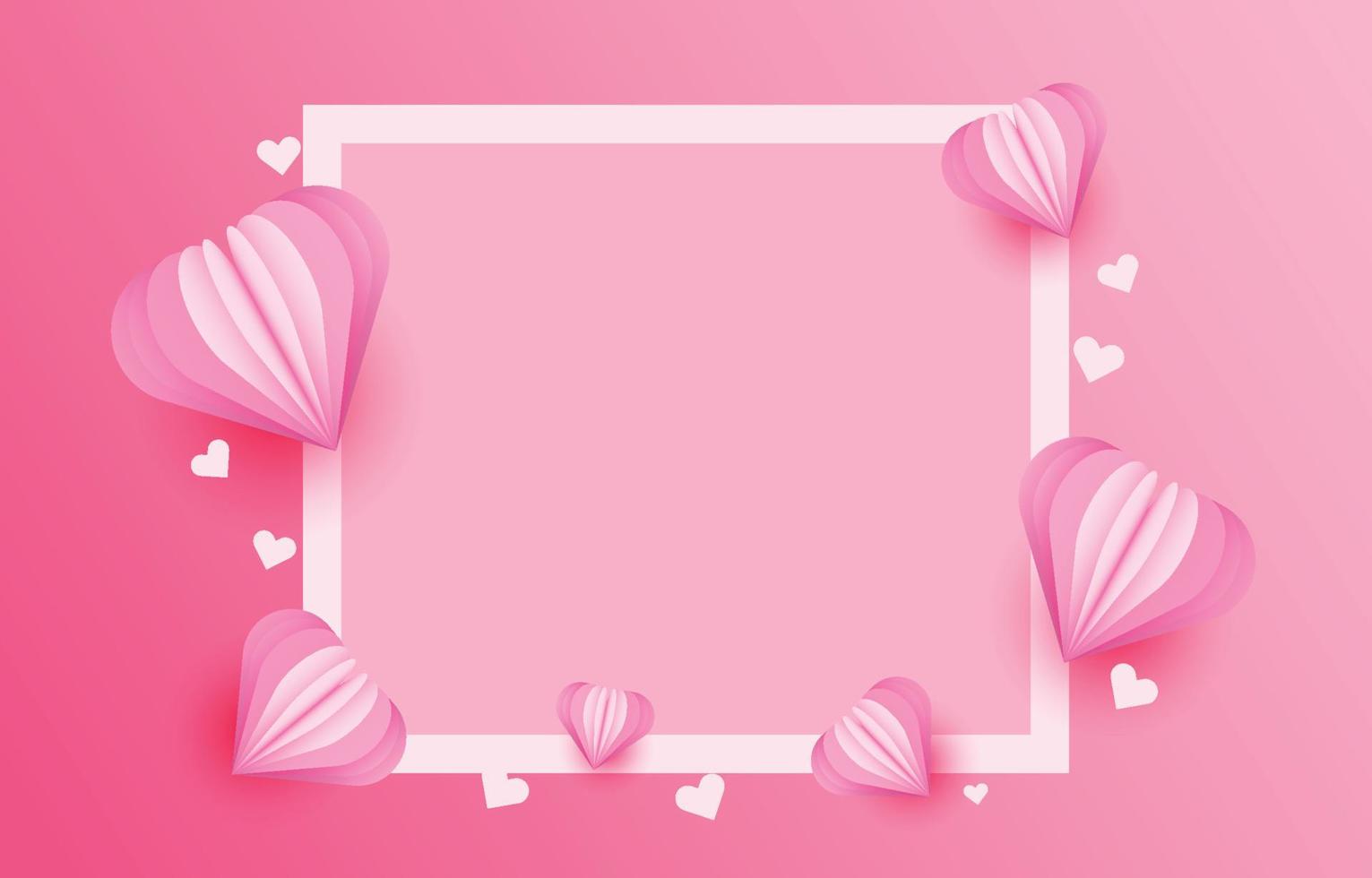 marco de fotos multimedia, con corte de papel 3d corazón amor por pareja, banner conceptual para el día de san valentín, ilustración vectorial vector