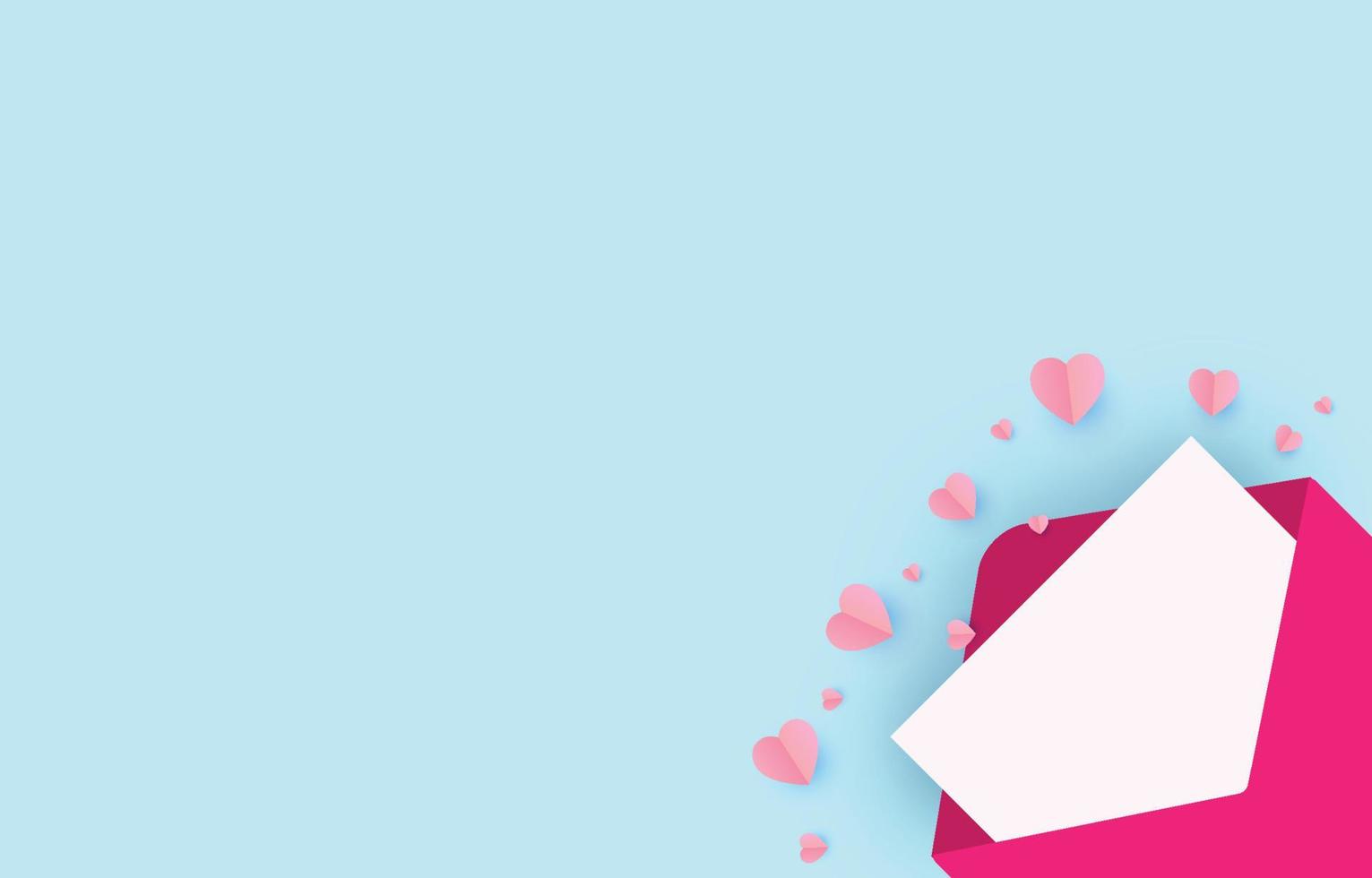 Letter and Paper cut elements in shape of heart flying on soft and sweet background. Vector symbols of love for Happy Valentine's Day, birthday , mothers day greeting card design.