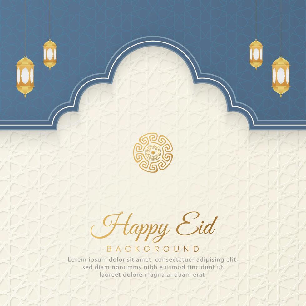 Happy Eid Arabic Ornamental Islamic Arch Pattern Background With Arabic Style Lanterns and Ornament vector