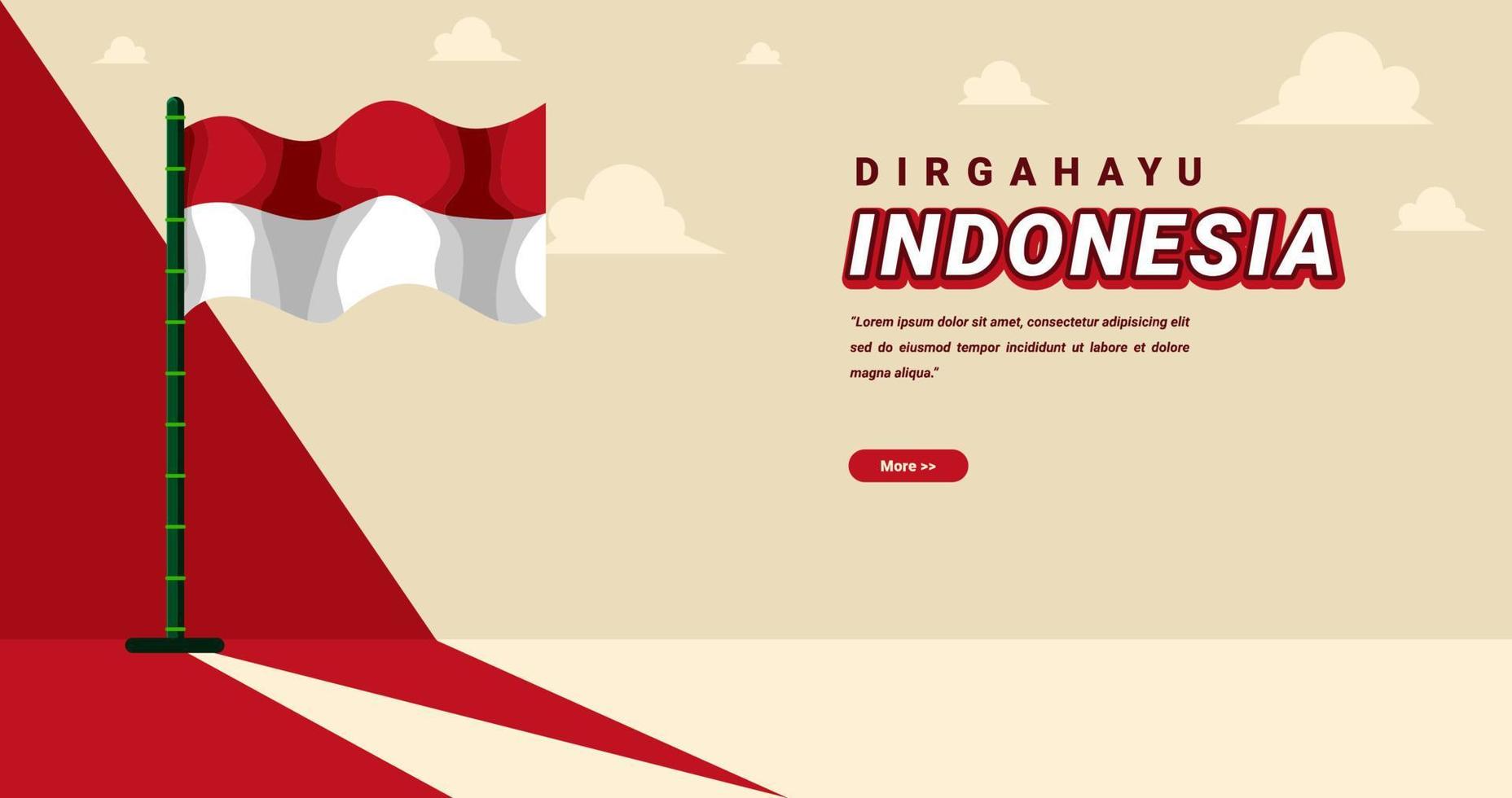 diseño de plantilla de banner web de onda de bandera del día de la independencia de indonesia vector