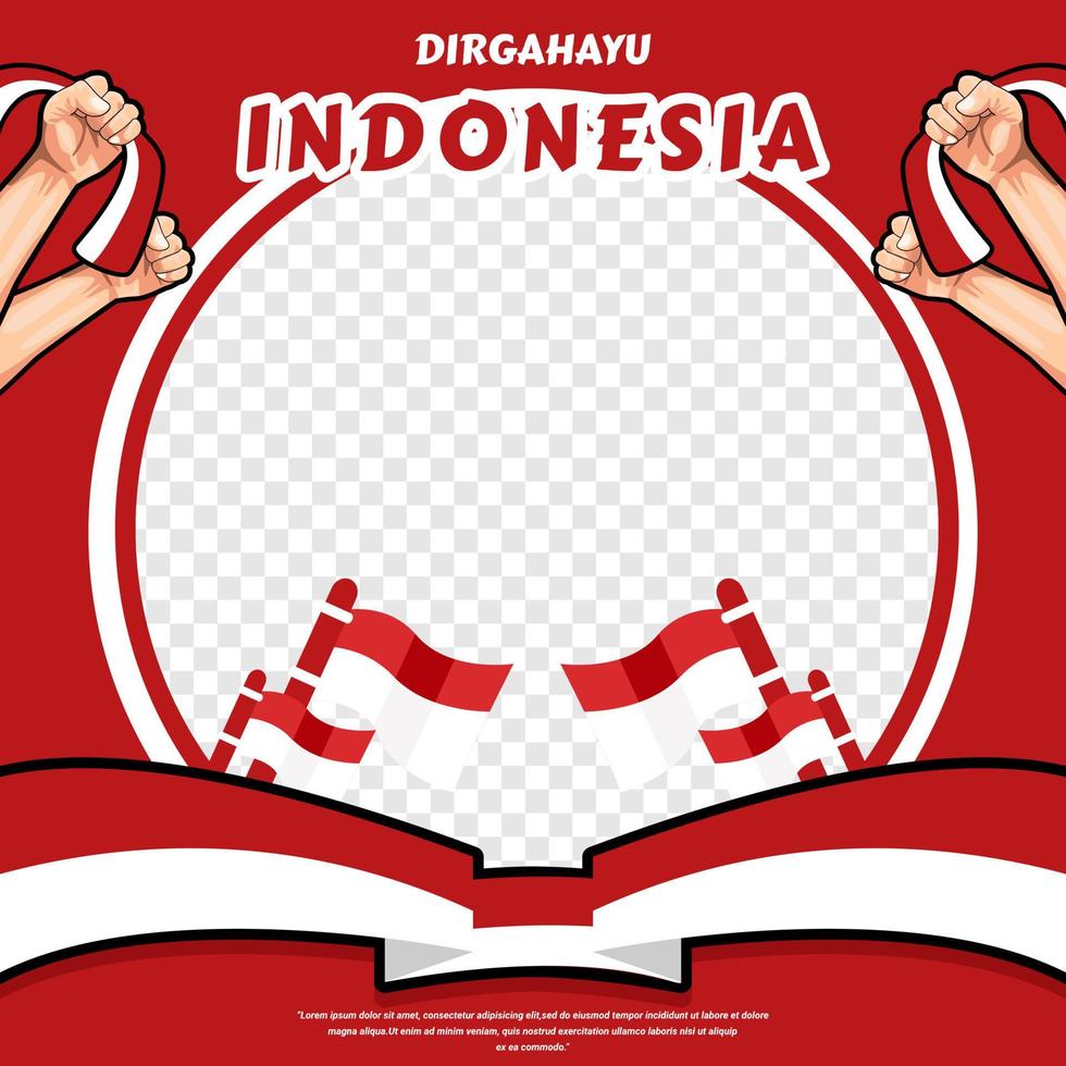 Indonesia independence day twibbon social media post concept template design vector