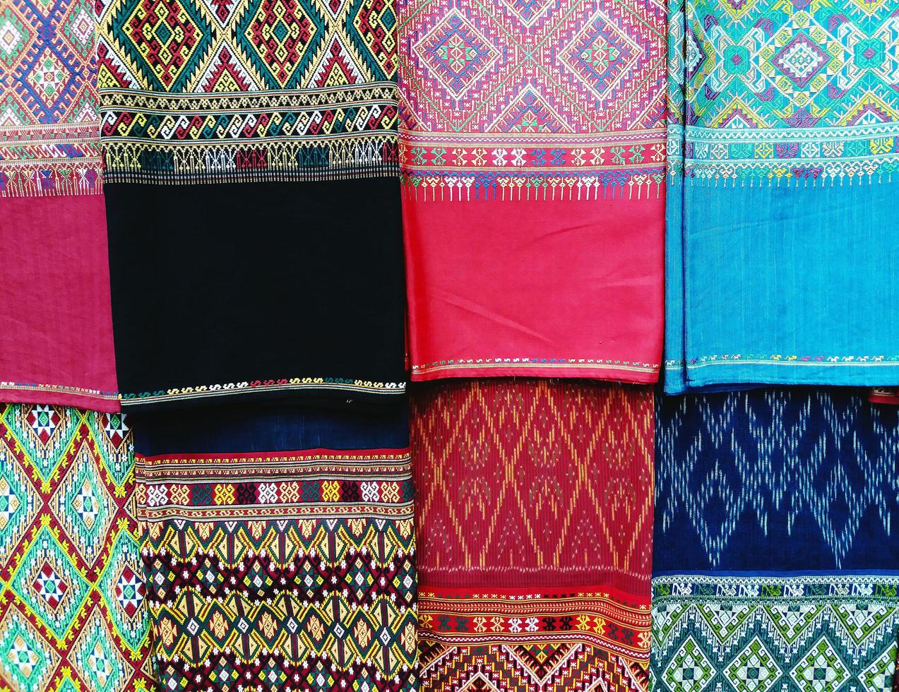 Pattern of colorful Thai silk background. photo