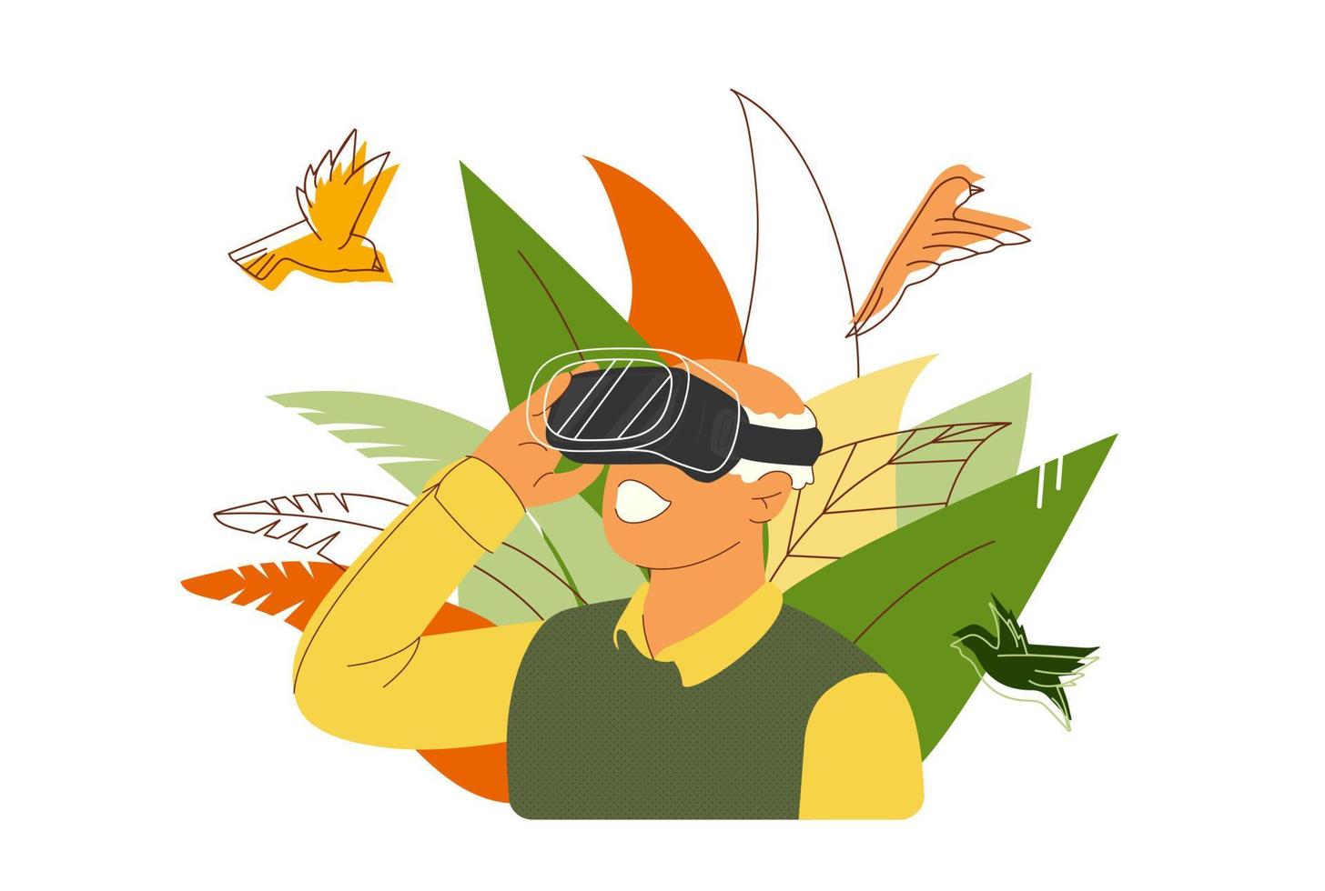 hombre con gafas de realidad aumentada. ilustración vectorial plana moderna vector