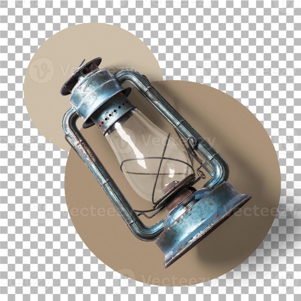 Close up view vintage lantern isolated photo