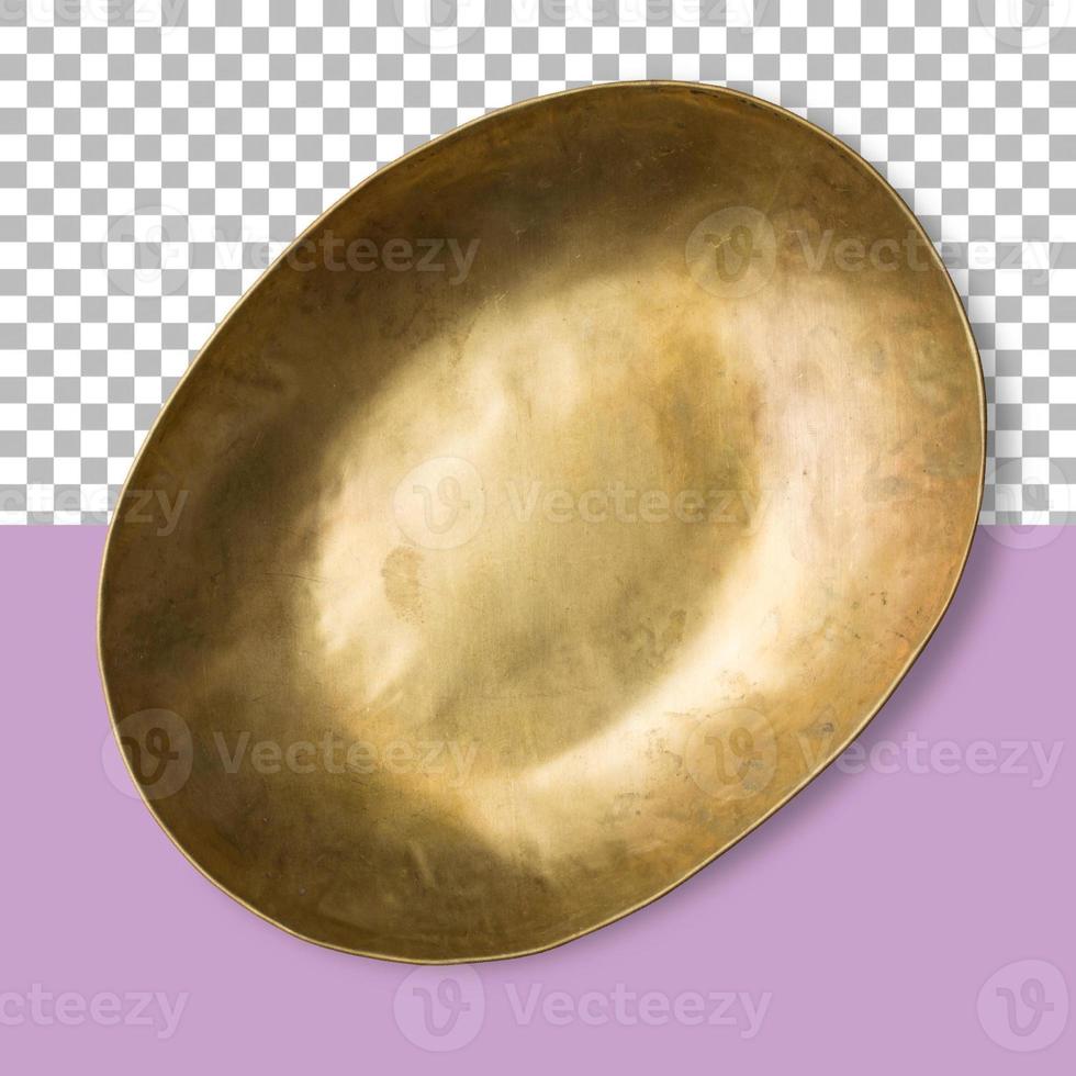 Isolated closeup view of brass bowl photo