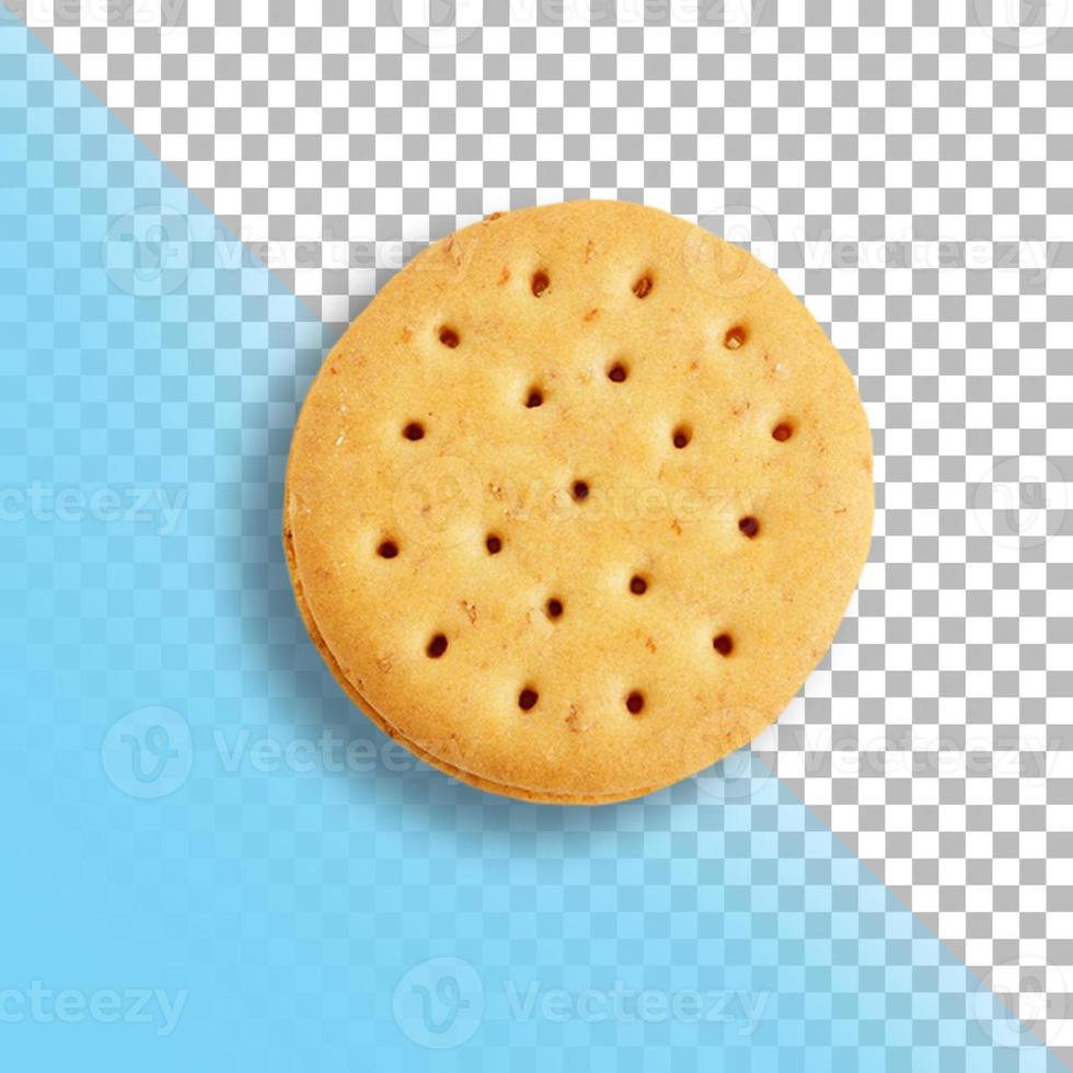 galleta de galletas finas y redondas aislada en un fondo transparente. foto