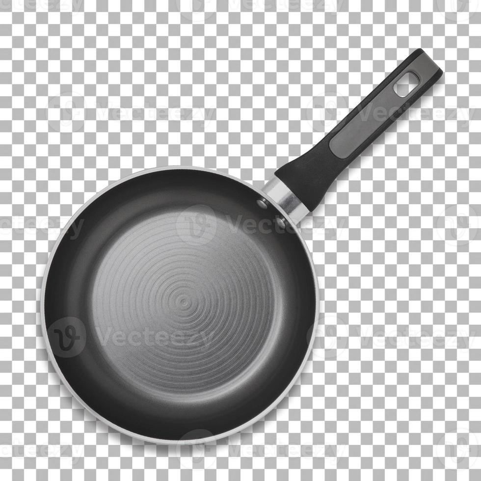 Steel empty frying pan isolated on transparency background. photo