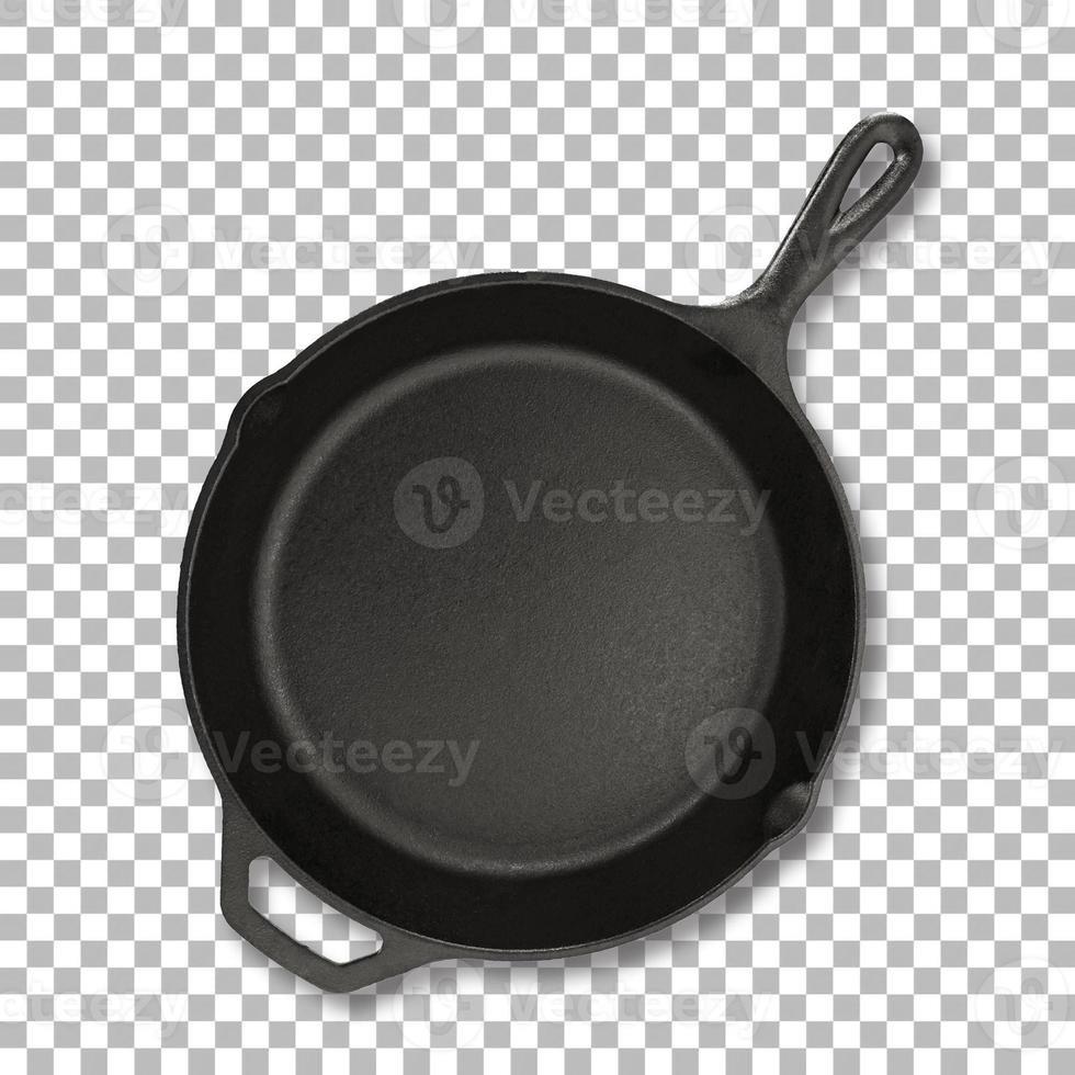 Steel empty frying pan isolated on transparency background. photo