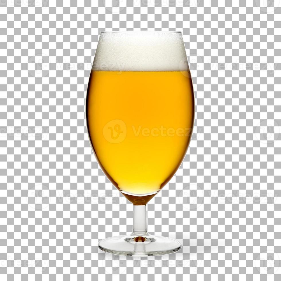 Isolated cold beer on glass with foam photo