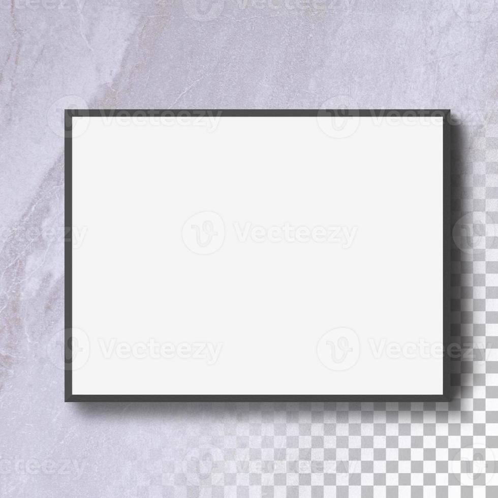 Isolated horizon blank photo frame on the wall