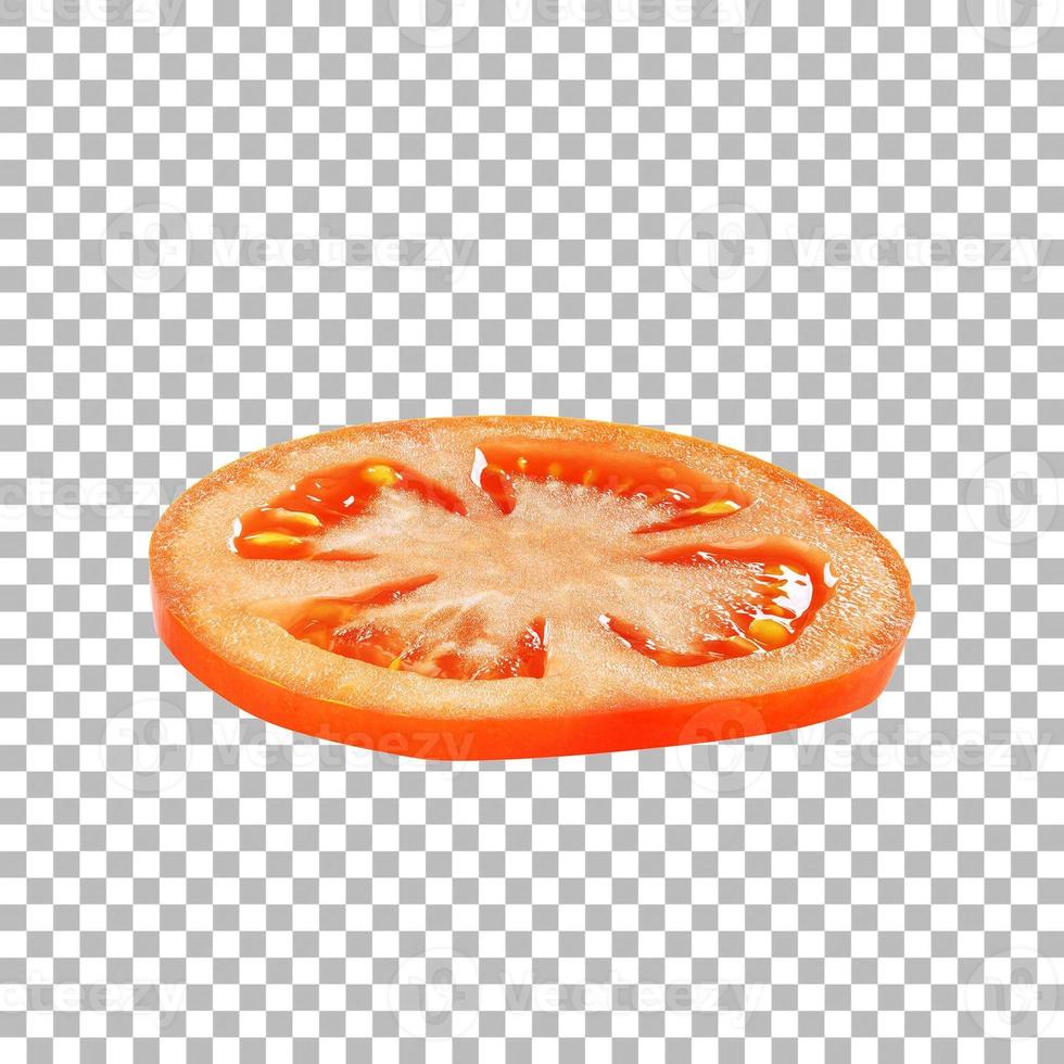 Close up view fresh tomato slice isolated photo