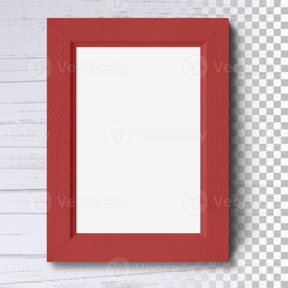 Isolated blank photo frame on the wall