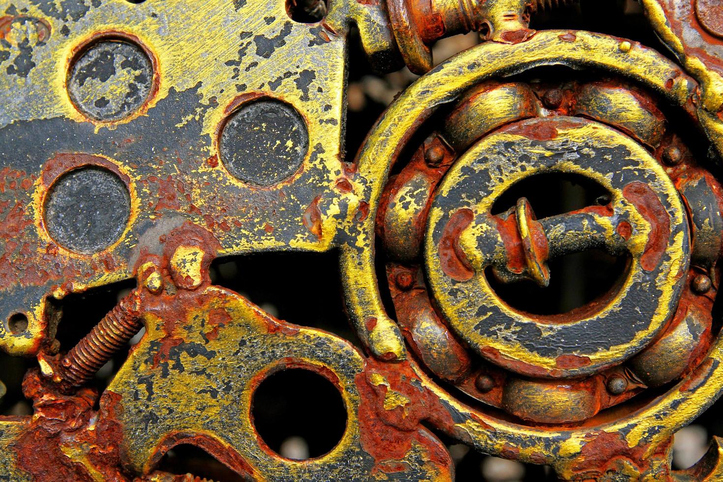 Close up rusty metal nuts and  Wheel bearing welding together. Art and Abstract background or wallpaper photo