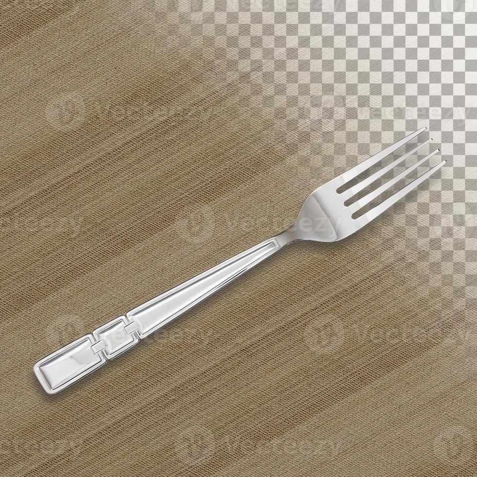 Top view of a generic metal fork isolated on a transparent background. photo
