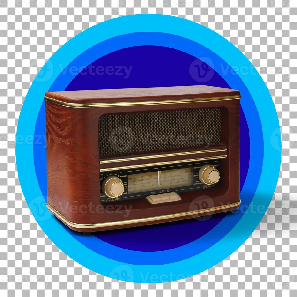 Traditional antique radio dark red black over transparency photo