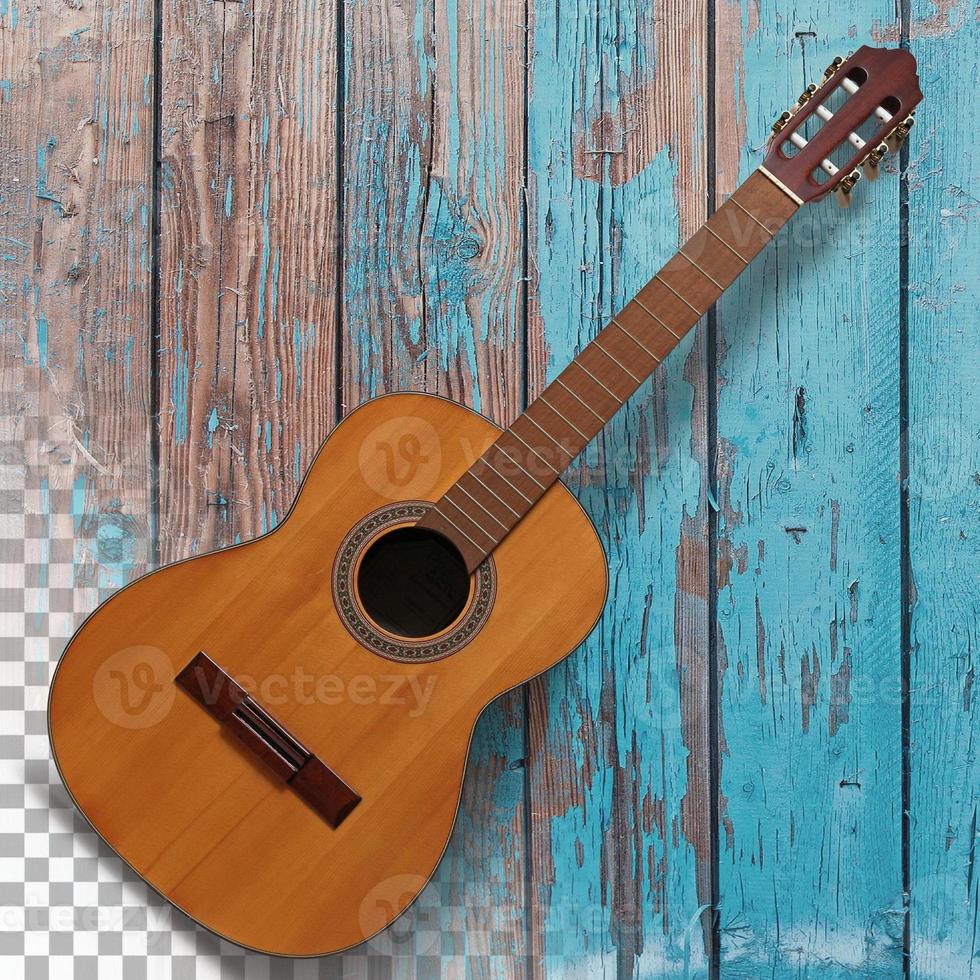 Close up view isolated acoustic guitar photo