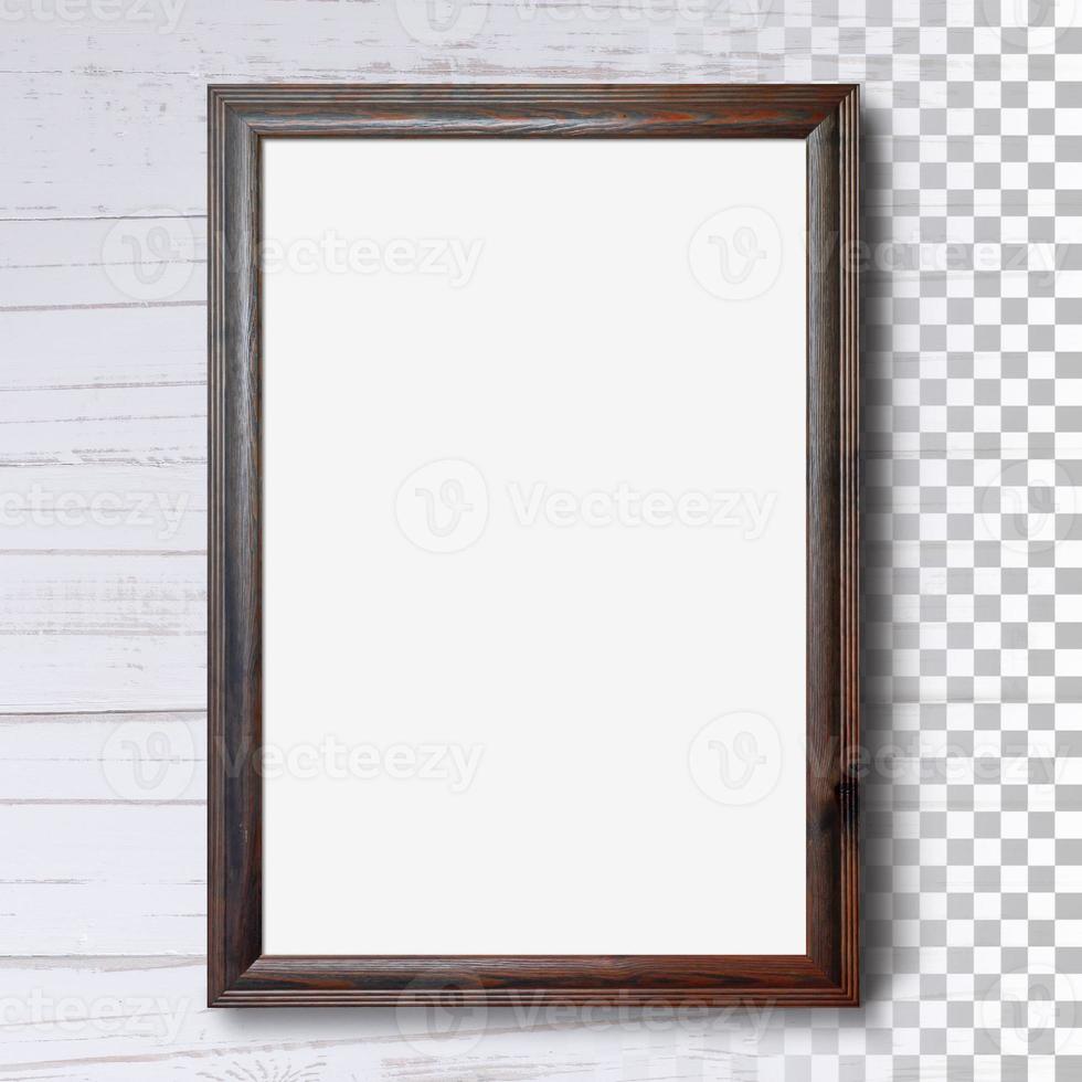 Isolated blank photo frame on the wall