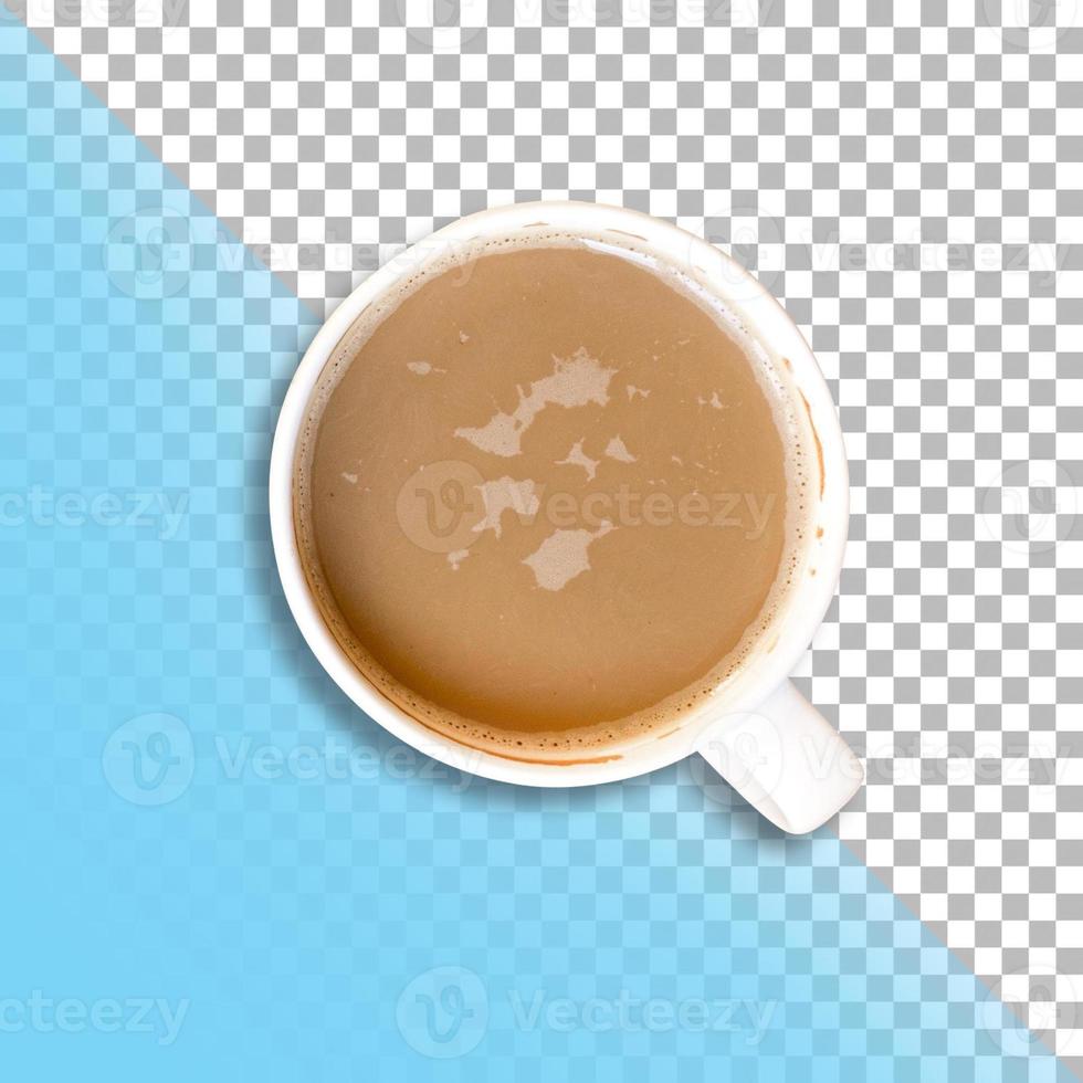 Closeup view hot chocolate milk isolated transparent background. photo