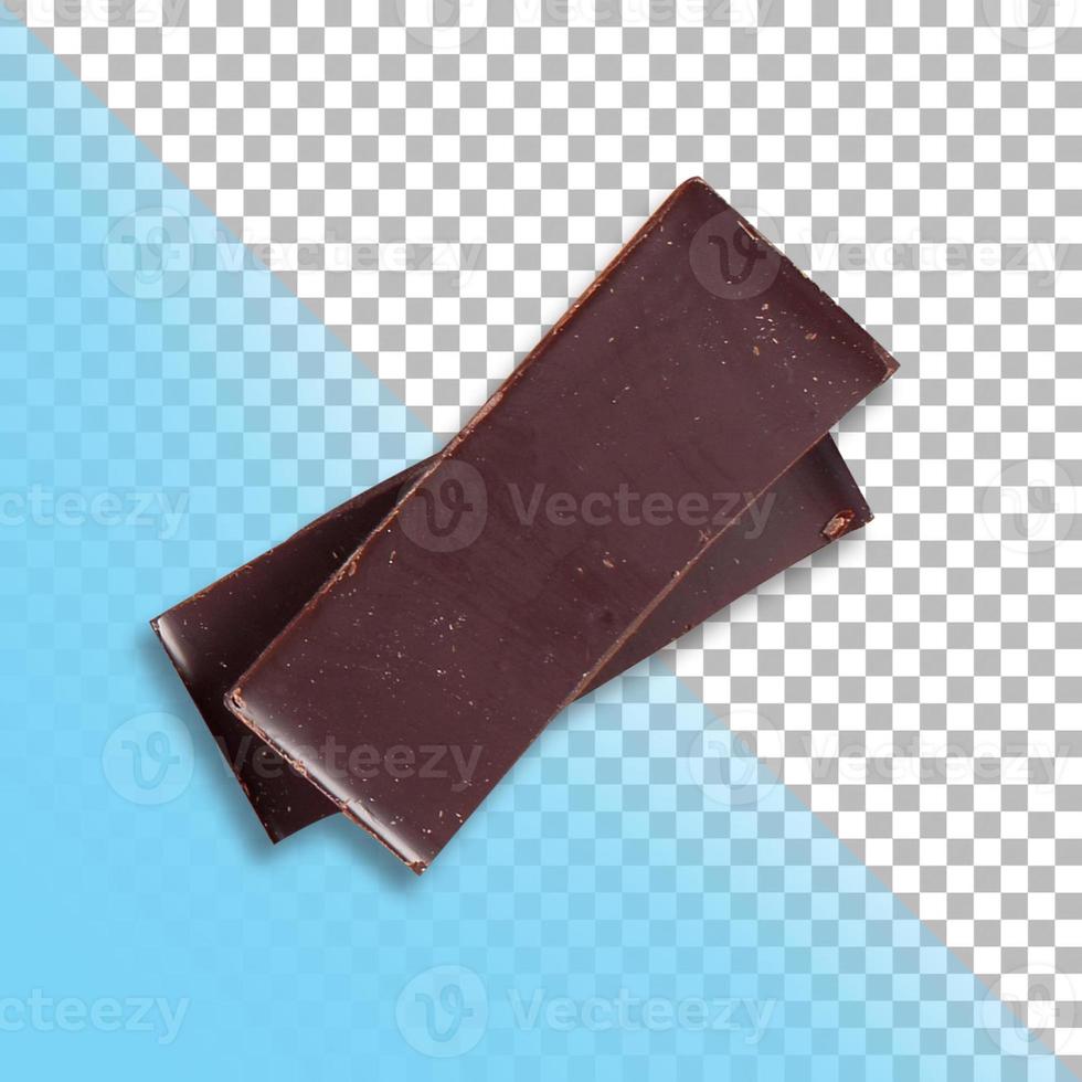 Top up view two chocolate bars on isolated background. photo