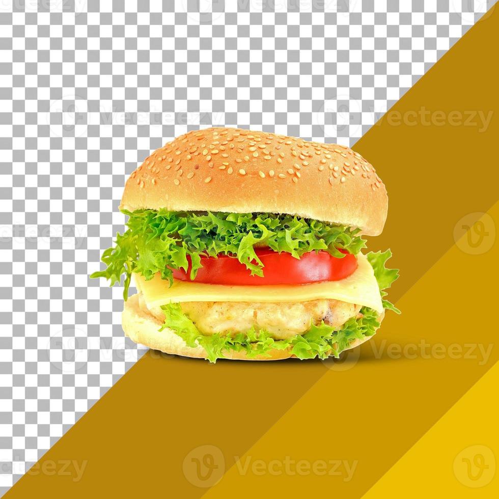 fresh tasty burger isolated on transparent background. photo