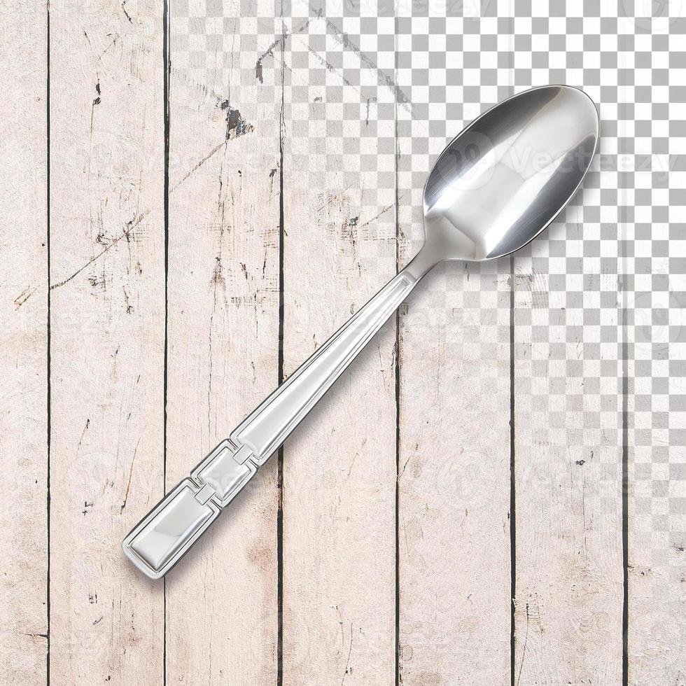 Silver dessert spoon cutlery on transparent background photo