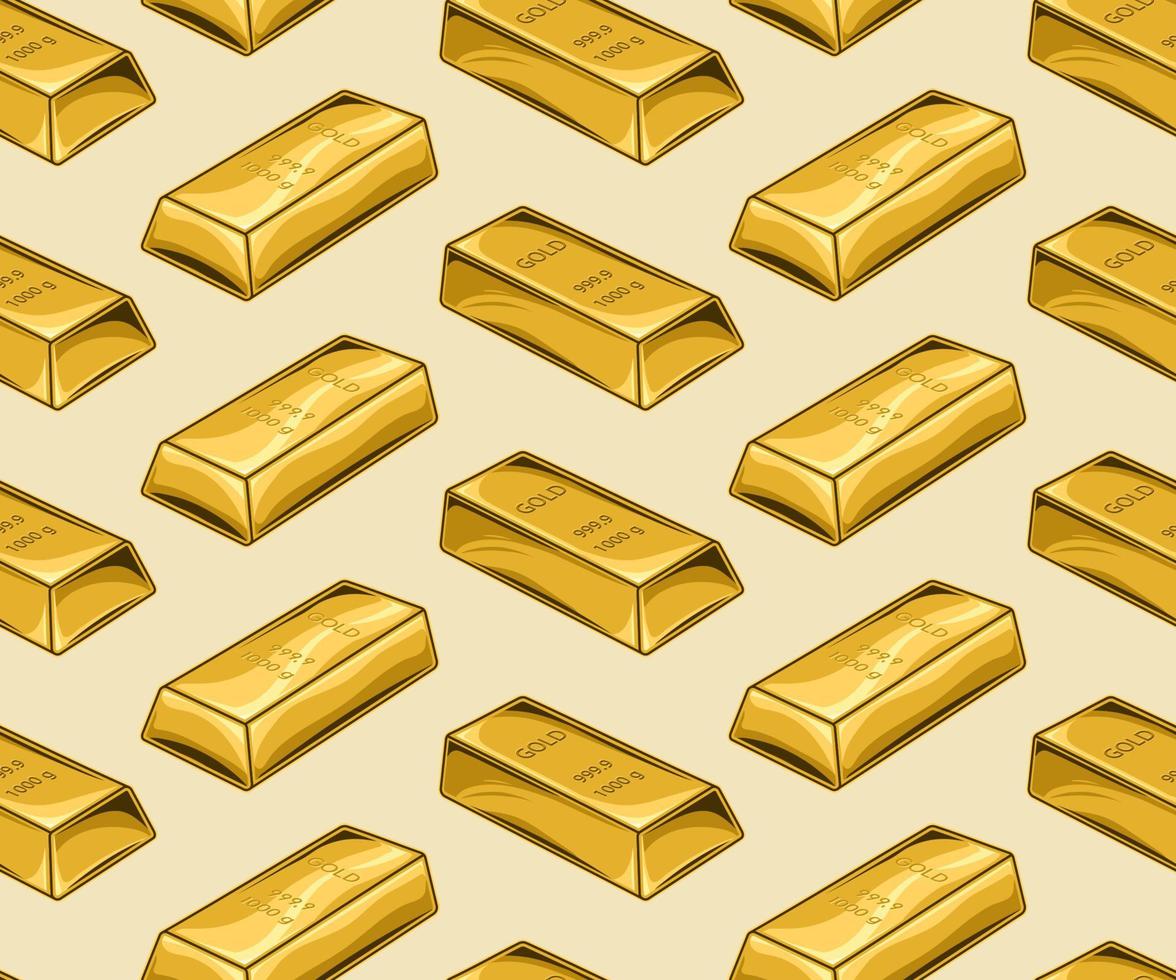 Herringbone pattern with volumetric pure gold bars. Vintage vector illustration on beige background.