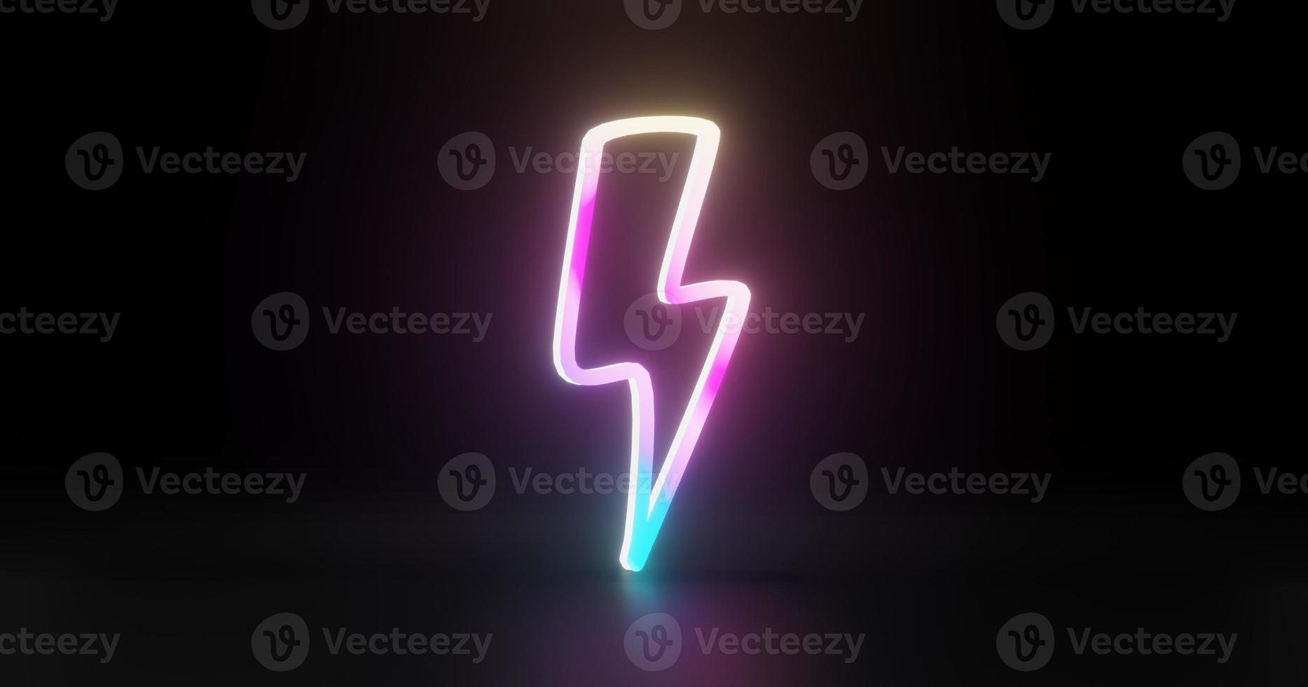 Neon Light Flash Icon 3D Rendering Image photo