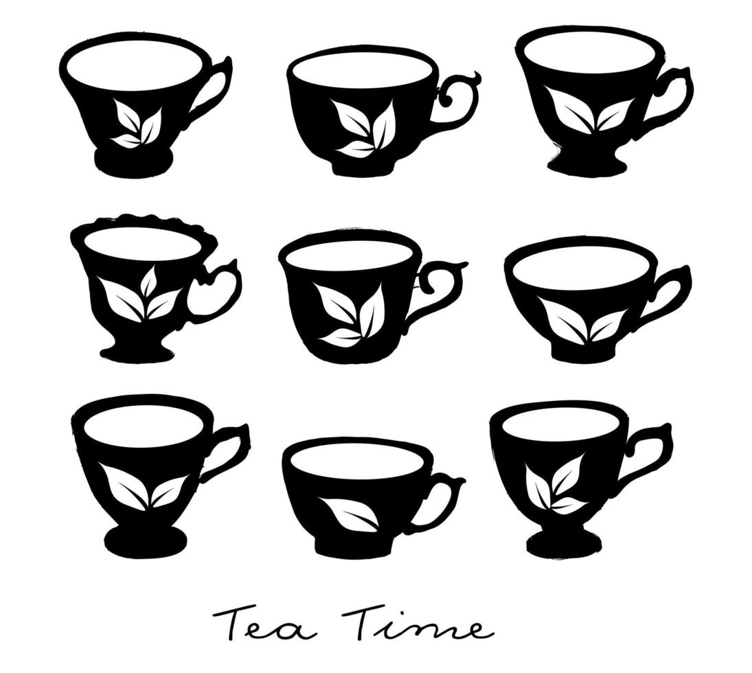 Cup of tea Hand drawn illustrations. vector