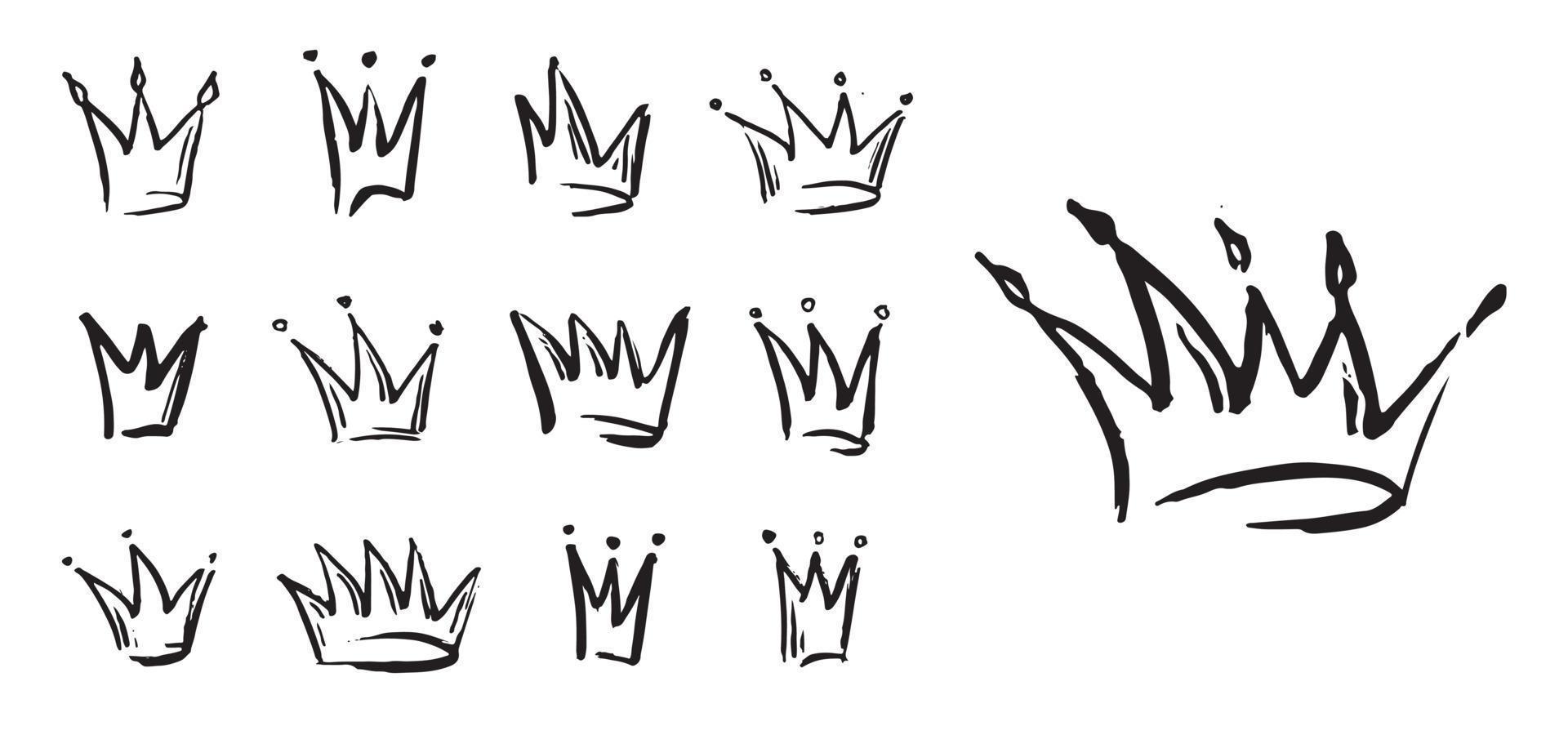 Crown hand drawn illustrations. Vector. vector