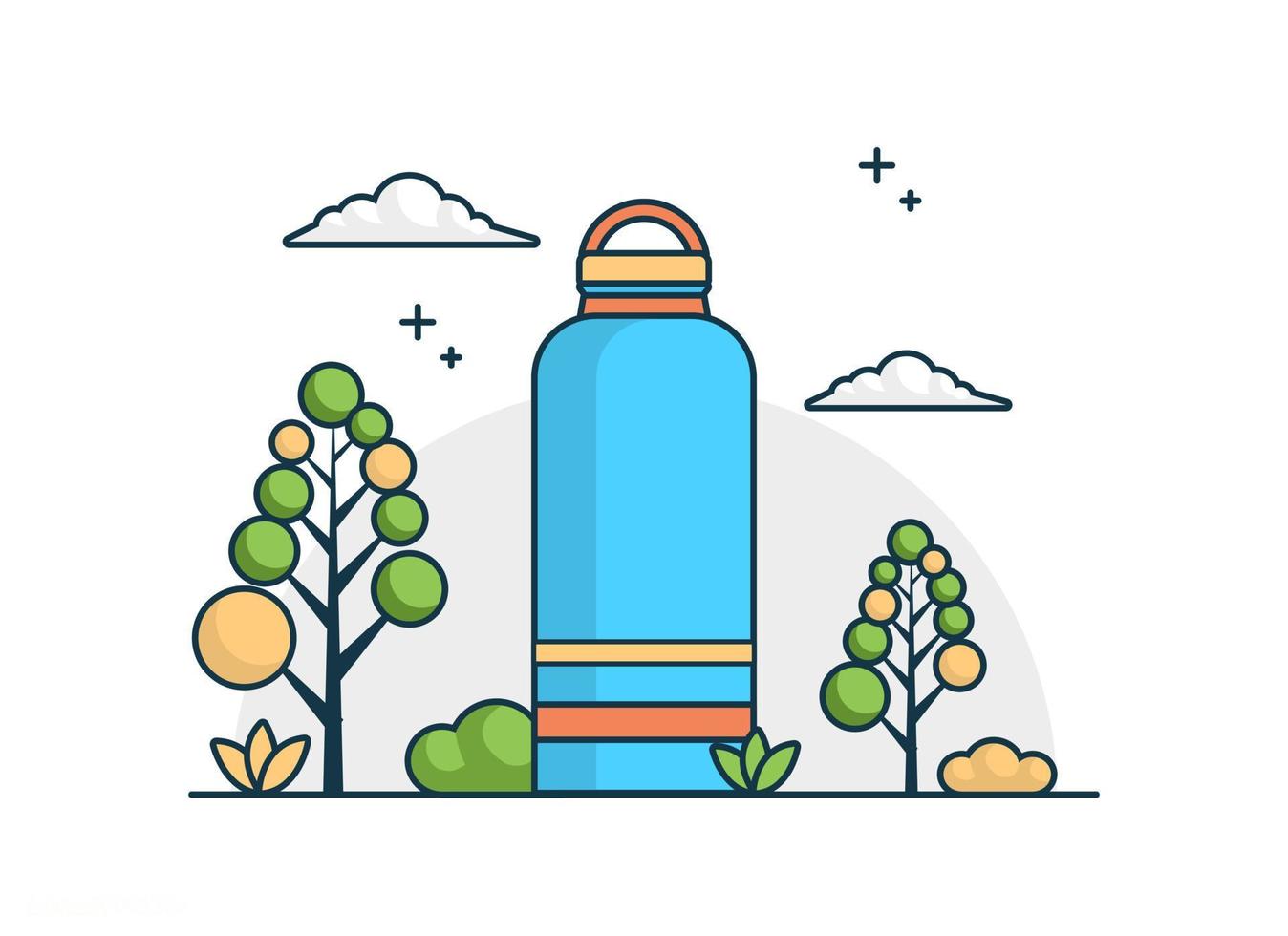 Flat vector bottle for camping illustration