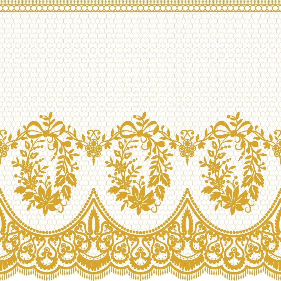 Old lace seamless pattern, ornamental flowers. Vector texture.
