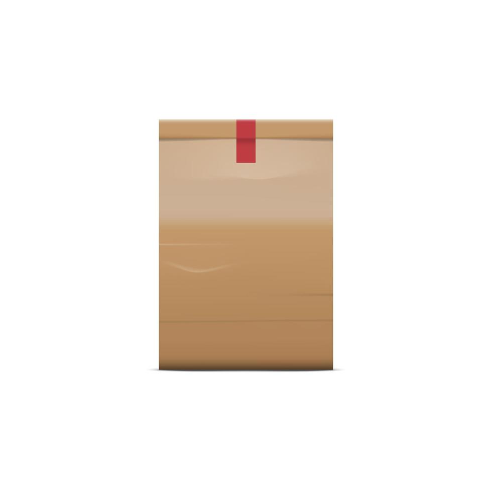 Brown paper bag on white background vector