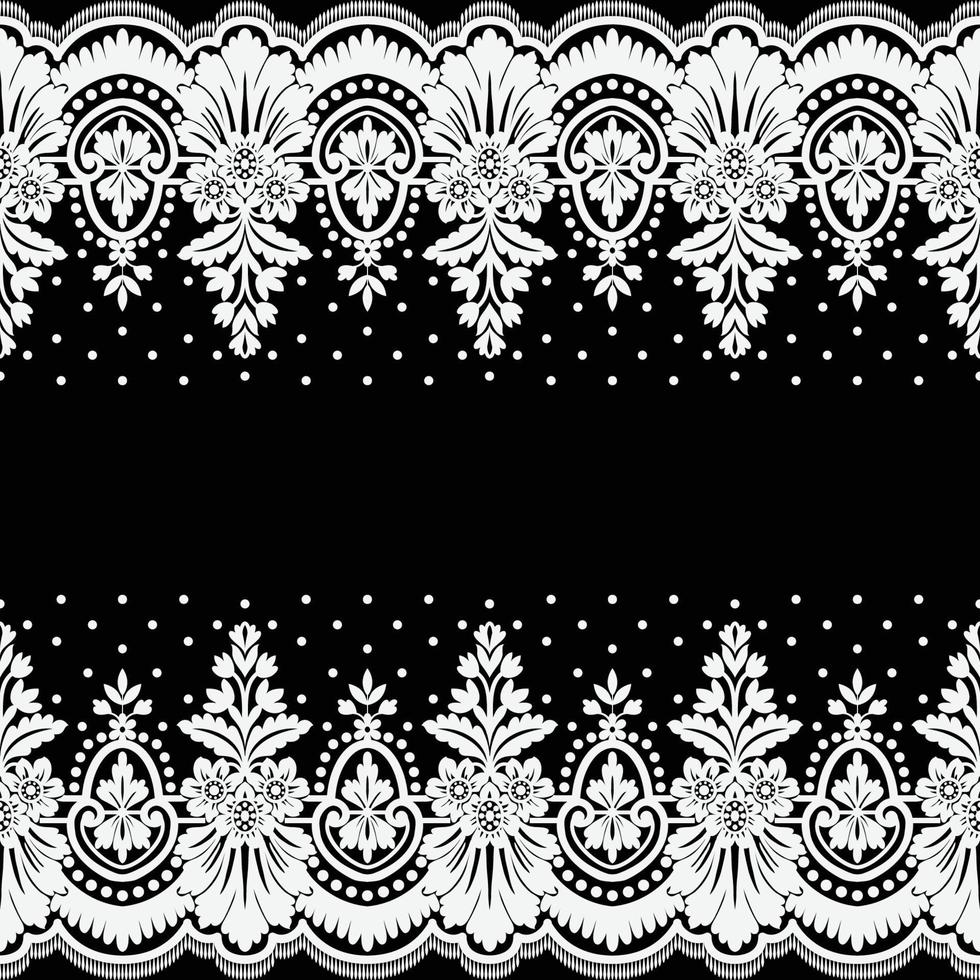 Old lace seamless pattern, ornamental flowers. Vector texture.