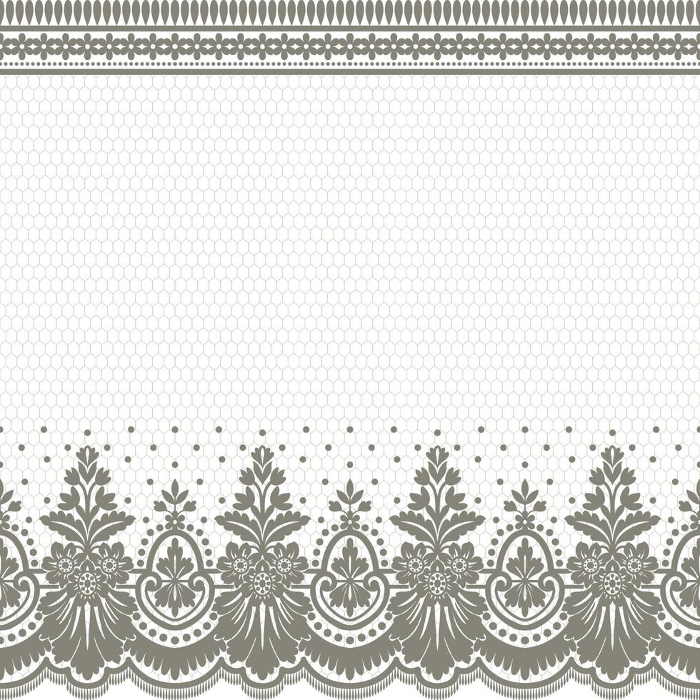Old lace seamless pattern, ornamental flowers. Vector texture.