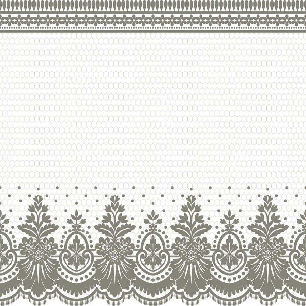 Old lace seamless pattern, ornamental flowers. Vector texture.